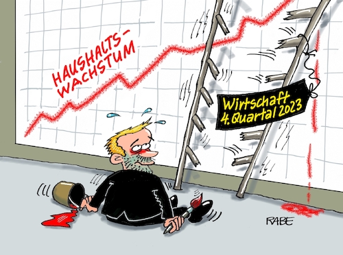 Cartoon: Quartalssorgen (medium) by RABE tagged ampelregierung,scholz,spd,grüne,fdp,lindner,kinder,kindergrundsicherung,rabe,ralf,böhme,cartoon,karikatur,pressezeichnung,farbcartoon,tagescartoon,hausmeister,ohren,zähne,bundesfinanzminister,christian,haushalt,bundeshaushalt,wirtschaftswachstum,quartal,leiter,sprossen,sprossenleiter,unfall,bruch,farbtopf,pinsel,diagramm,bilanz,ampelregierung,scholz,spd,grüne,fdp,lindner,kinder,kindergrundsicherung,rabe,ralf,böhme,cartoon,karikatur,pressezeichnung,farbcartoon,tagescartoon,hausmeister,ohren,zähne,bundesfinanzminister,christian,haushalt,bundeshaushalt,wirtschaftswachstum,quartal,leiter,sprossen,sprossenleiter,unfall,bruch,farbtopf,pinsel,diagramm,bilanz