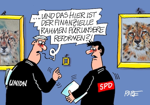 Cartoon: Rahmenbedingungen (medium) by RABE tagged merz,kanzler,koalition,union,spd,klingbeil,cartoon,karikatur,pressezeichnung,farbcartoon,tagescartoon,db,bahn,frühling,frühjahr,frühjahrsputz,ice,zug,blumenkasten,blumenkästen,reform,modernisierung,galerie,bild,bilderrahmen,haushalt,haushaltsloch,zugzwang,umfragewerte,wirtschaftslage,wahlschlappe,merz,kanzler,koalition,union,spd,klingbeil,cartoon,karikatur,pressezeichnung,farbcartoon,tagescartoon,db,bahn,frühling,frühjahr,frühjahrsputz,ice,zug,blumenkasten,blumenkästen,reform,modernisierung,galerie,bild,bilderrahmen,haushalt,haushaltsloch,zugzwang,umfragewerte,wirtschaftslage,wahlschlappe