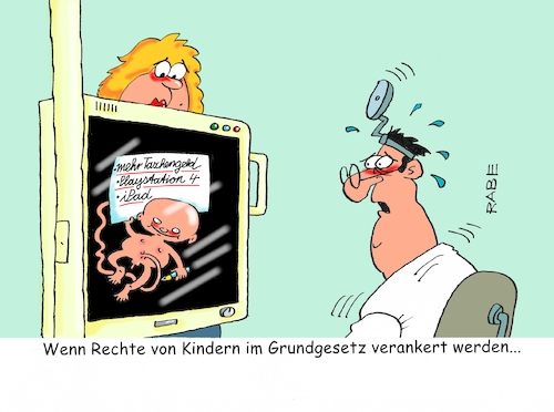 Cartoon: Rechte für Kinder (medium) by RABE tagged heiko,maas,schwesinger,spd,rechte,kinder,grundgesetz,wahlkampf,rabe,ralf,böhme,cartoon,karikatur,pressezeichnung,farbcartoon,tagescartoon,arzt,kinderarzt,schangere,babybauch,röntgenapparat,babybild,taschengeld,playstation,ipadt,heiko,maas,schwesinger,spd,rechte,kinder,grundgesetz,wahlkampf,rabe,ralf,böhme,cartoon,karikatur,pressezeichnung,farbcartoon,tagescartoon,arzt,kinderarzt,schangere,babybauch,röntgenapparat,babybild,taschengeld,playstation,ipadt