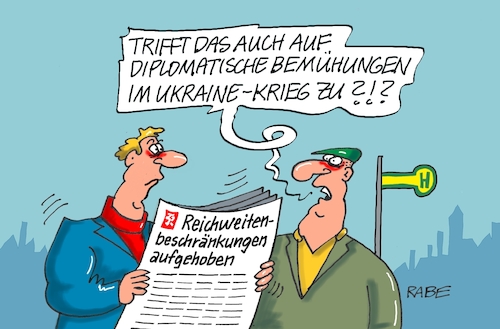 Cartoon: Reichweitenbeschränkung (medium) by RABE tagged merz,groko,spd,union,posten,postenvergabe,rabe,ralf,böhme,cartoon,karikatur,pressezeichnung,farbcartoon,tagescartoon,schaufenster,deko,umbau,laden,ladenhüter,regierungsbildung,diplomatie,reichweite,reichweitenbeschränkung,aufhebung,ukrainekrieg,waffensruhe,waffenlieferungen,taurus,merz,groko,spd,union,posten,postenvergabe,rabe,ralf,böhme,cartoon,karikatur,pressezeichnung,farbcartoon,tagescartoon,schaufenster,deko,umbau,laden,ladenhüter,regierungsbildung,diplomatie,reichweite,reichweitenbeschränkung,aufhebung,ukrainekrieg,waffensruhe,waffenlieferungen,taurus