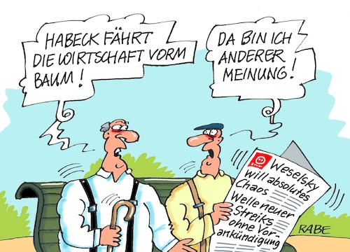 Cartoon: Rentebankgespräche (medium) by RABE tagged bahn,db,bahnkunden,fahrpreis,fahrpreiserhöhung,rabe,ralf,böhme,cartoon,karikatur,pressezeichnung,farbcartoon,tagescartoon,schnellzug,bahnticket,schlusslicht,passagiere,bahnreisende,puffer,streik,bahnstreik,lokführerstreik,weselsky,gewerkschaften,lufthansa,reisende,bodenpersonal,chaos,streikwelle,habeck,bahn,db,bahnkunden,fahrpreis,fahrpreiserhöhung,rabe,ralf,böhme,cartoon,karikatur,pressezeichnung,farbcartoon,tagescartoon,schnellzug,bahnticket,schlusslicht,passagiere,bahnreisende,puffer,streik,bahnstreik,lokführerstreik,weselsky,gewerkschaften,lufthansa,reisende,bodenpersonal,chaos,streikwelle,habeck