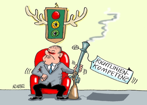 Cartoon: Richtline (medium) by RABE tagged gas,gassparen,gasnotstand,gasgeben,sanktionen,gasspeicher,gasheizung,rabe,ralf,böhme,cartoon,karikatur,pressezeichnung,farbcartoon,tagescartoon,robert,habeck,putin,ukrainekrieg,akw,atomkraftwerke,laufzeit,olaf,scholz,kanzler,richtlinie,richtlinienkompetenz,abschaltung,streckbetrieb,ampel,laufzeitverlängerung,machtwort,jäger,trophäe,gewehr,geweih,sessel,gas,gassparen,gasnotstand,gasgeben,sanktionen,gasspeicher,gasheizung,rabe,ralf,böhme,cartoon,karikatur,pressezeichnung,farbcartoon,tagescartoon,robert,habeck,putin,ukrainekrieg,akw,atomkraftwerke,laufzeit,olaf,scholz,kanzler,richtlinie,richtlinienkompetenz,abschaltung,streckbetrieb,ampel,laufzeitverlängerung,machtwort,jäger,trophäe,gewehr,geweih,sessel