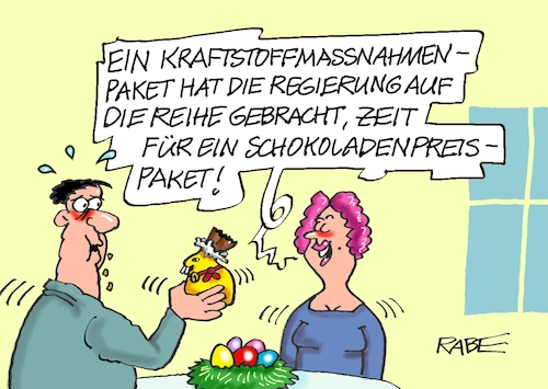 Cartoon: Schokomaßnahmepaket (medium) by RABE tagged merz,kanzler,koalition,union,spd,klingbeil,cartoon,karikatur,pressezeichnung,farbcartoon,tagescartoon,db,bahn,frühling,frühjahr,frühjahrsputz,ice,zug,blumenkasten,blumenkästen,spritpreis,spritpreispaket,irankrieg,preissteigerung,kakopreis,schokolade,ostern,osterhase,schokoosterhase,karftstoffmaßnahmepaket,schokolademaßnahmenpaket,merz,kanzler,koalition,union,spd,klingbeil,cartoon,karikatur,pressezeichnung,farbcartoon,tagescartoon,db,bahn,frühling,frühjahr,frühjahrsputz,ice,zug,blumenkasten,blumenkästen,spritpreis,spritpreispaket,irankrieg,preissteigerung,kakopreis,schokolade,ostern,osterhase,schokoosterhase,karftstoffmaßnahmepaket,schokolademaßnahmenpaket