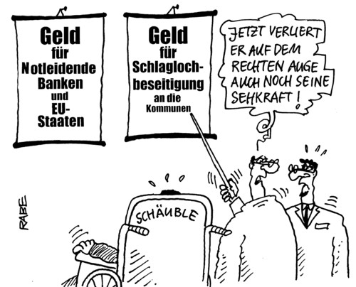 Cartoon: Sehschwäche (medium) by RABE tagged finanzminister,bundesregierung,schäuble,cdu,euro,krise,schlaglöcher,teer,bitumen,kraftfahrer,kommunen,geld,finanzen,banken,eu,notleidend,lkw,augenarzt,sehtest,sehkraft,augenlicht,augapfel,doktor,wartezimmer,gesundheit,gesundheitsreform,blindheit,blind,blindenhund,männer,zeigestock,buchstaben,europa,haushaltslöcher,staatshaushalt,milliardenpaket,manager,börse,finanzminister,schäuble,cdu,bundesregierung,finanzen,geld,euro,rettungsschirm,banken,spekulanten,börse,kommunen,staatshaushalt,haushaltsloch,europa,eu,griechenland,irland