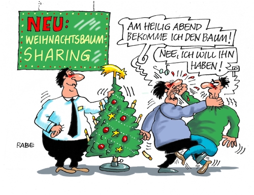 Cartoon: Sharing (medium) by RABE tagged weihnachten,weihnachtsbaum,sharing,caresharing,weihnachtsbaumsharing,rabe,ralf,böhme,cartoon,karikatur,pressezeichnung,farbcartoon,tagescartoon,tanne,fichte,teilung,heiligabend,bescherung,streit,schlägerei,weihnachten,weihnachtsbaum,sharing,caresharing,weihnachtsbaumsharing,rabe,ralf,böhme,cartoon,karikatur,pressezeichnung,farbcartoon,tagescartoon,tanne,fichte,teilung,heiligabend,bescherung,streit,schlägerei