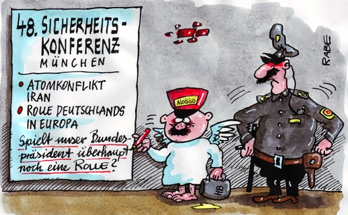 Cartoon: Sicherheit (medium) by RABE tagged sicherheit,sicherheitskonferenz,münchen,bayern,innenminister,friedrich,csu,atomwaffen,atomkonflikt,iran,deutschland,europa,eu,euro,eurokrise,merkel,aloisius,himmel,bayer,harfe,polizei,polizeischutz,bodyguard,wulff,bundespräsident,privatkredit,rolle,rollenspiel,sicherheit,sicherheitskonferenz,münchen,bayern,innenminister,friedrich,csu,atomkonflikt