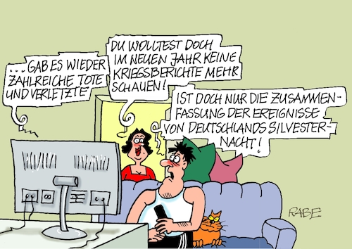 Cartoon: Silvesternacht II (medium) by RABE tagged merz,kanzler,koalition,union,spd,klingbeil,cartoon,karikatur,pressezeichnung,farbcartoon,tagescartoon,weihnachten,silvester,silvesternacht,böller,krawalle,krieg,nachrichten,tv,tote,verletzte,chinaböller,feuerwerk,merz,kanzler,koalition,union,spd,klingbeil,cartoon,karikatur,pressezeichnung,farbcartoon,tagescartoon,weihnachten,silvester,silvesternacht,böller,krawalle,krieg,nachrichten,tv,tote,verletzte,chinaböller,feuerwerk