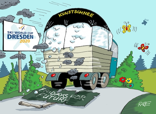 Cartoon: Skiweltcup Dresden (medium) by RABE tagged olympia,winterspiele,schnee,thüringen,oberhof,osten,sachsen,bayern,rabe,ralf,böhme,cartoon,karikatur,pressezeichnung,farbcartoon,tagescartoon,litfaßsäule,afd,wahlergebnisse,vr,bank,volksbank,ski,skiweltcup,weltcup,kunstschnee,dresden,elbufer,umweltschutz,klima,klimawandel,greta,thunberg,fridays,for,future,olympia,winterspiele,schnee,thüringen,oberhof,osten,sachsen,bayern,rabe,ralf,böhme,cartoon,karikatur,pressezeichnung,farbcartoon,tagescartoon,litfaßsäule,afd,wahlergebnisse,vr,bank,volksbank,ski,skiweltcup,weltcup,kunstschnee,dresden,elbufer,umweltschutz,klima,klimawandel,greta,thunberg,fridays,for,future