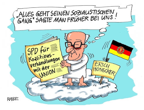 Cartoon: Sozialistischer Gang II (medium) by RABE tagged sonderparteitag,spd,martin,schulz,ja,groko,koalitionsverhandlungen,rabe,ralf,böhme,cartoon,karikatur,pressezeichnung,farbcartoon,tagescartoon,merkel,union,koalitionsgespräche,sozialismus,ddr,gang,honecker,erich,sonderparteitag,spd,martin,schulz,ja,groko,koalitionsverhandlungen,rabe,ralf,böhme,cartoon,karikatur,pressezeichnung,farbcartoon,tagescartoon,merkel,union,koalitionsgespräche,sozialismus,ddr,gang,honecker,erich