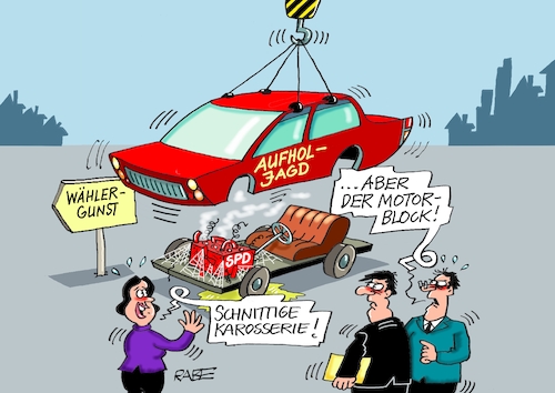 Cartoon: SPD Aufholjagd (medium) by RABE tagged ampel,ampelregierung,rot,grün,gelb,fdp,spd,grüne,rabe,ralf,böhme,cartoon,karikatur,pressezeichnung,farbcartoon,tagescartoon,inflation,einkommen,rente,rentenpaket,bruch,streit,neuwahlen,wahlkampf,aufholjagd,umfragewerte,politbarometer,mützenich,auto,pkw,karosserie,motor,motorblock,wähler,wählergunst,umfragetief,ampel,ampelregierung,rot,grün,gelb,fdp,spd,grüne,rabe,ralf,böhme,cartoon,karikatur,pressezeichnung,farbcartoon,tagescartoon,inflation,einkommen,rente,rentenpaket,bruch,streit,neuwahlen,wahlkampf,aufholjagd,umfragewerte,politbarometer,mützenich,auto,pkw,karosserie,motor,motorblock,wähler,wählergunst,umfragetief