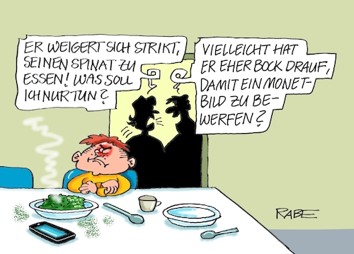 Cartoon: Spinatverweigerer (medium) by RABE tagged hitze,dürre,klima,klimawandel,wetterextreme,trockenheit,rabe,ralf,böhme,cartoon,karikatur,pressezeichnung,farbcartoon,tagescartoon,sommer,extremwetter,klimaschützer,klimaaktivisten,gemälde,gemäldegalerien,kleber,tomatensoße,kartoffelbrei,rahmen,potsdam,monet,van,gogh,wachpersonal,aufmerksamkeit,hitze,dürre,klima,klimawandel,wetterextreme,trockenheit,rabe,ralf,böhme,cartoon,karikatur,pressezeichnung,farbcartoon,tagescartoon,sommer,extremwetter,klimaschützer,klimaaktivisten,gemälde,gemäldegalerien,kleber,tomatensoße,kartoffelbrei,rahmen,potsdam,monet,van,gogh,wachpersonal,aufmerksamkeit