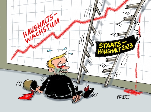 Cartoon: Staatshaushalthalter (medium) by RABE tagged ampelregierung,scholz,spd,grüne,fdp,lindner,kinder,kindergrundsicherung,rabe,ralf,böhme,cartoon,karikatur,pressezeichnung,farbcartoon,tagescartoon,hausmeister,ohren,zähne,christian,bundesfinanzminister,staatshaushalt,haushalt,bundeshaushalt,schulden,schuldenbremse,leiter,sprossen,sprossenleitaer,absturz,unfall,farbeimer,bilanz,diagramm,ampelregierung,scholz,spd,grüne,fdp,lindner,kinder,kindergrundsicherung,rabe,ralf,böhme,cartoon,karikatur,pressezeichnung,farbcartoon,tagescartoon,hausmeister,ohren,zähne,christian,bundesfinanzminister,staatshaushalt,haushalt,bundeshaushalt,schulden,schuldenbremse,leiter,sprossen,sprossenleitaer,absturz,unfall,farbeimer,bilanz,diagramm