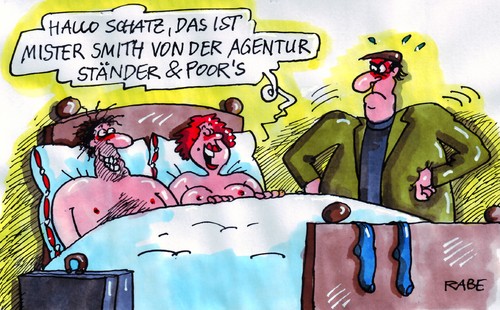 Cartoon: Standardsex (medium) by RABE tagged rating,ratingagentur,moodys,herabstufung,bewertung,bonität,kredit,kreditwürdigkeit,zahlungsfähigkeit,banken,banker,schulden,schuldenkrise,eur,eurokrise,finanzchefs,schatz,mister,smith,ehepaar,mann,frau,liebhaber,sexspiele,beischlaf,seitensprung,geschlechtsverkehr,ehemann,ehefrau,betrug,bett,bettdecke,fremdgehen,rating,ratingagentur,moodys,herabstufung,bewertung,bonität,kredit,kreditwürdigkeit,zahlungsfähigkeit