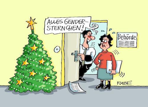 Cartoon: Sterne über Sterne (medium) by RABE tagged weihnachten,weihnachtsbaum,weihnachtssterne,sterne,baumschmuck,weihnachtstanne,rabe,ralf,böhme,cartoon,karikatur,pressezeichnung,farbcartoon,tagescartoon,behörde,ämter,behörden,gendern,gendergerecht,genderschreibweise,weihnachten,weihnachtsbaum,weihnachtssterne,sterne,baumschmuck,weihnachtstanne,rabe,ralf,böhme,cartoon,karikatur,pressezeichnung,farbcartoon,tagescartoon,behörde,ämter,behörden,gendern,gendergerecht,genderschreibweise