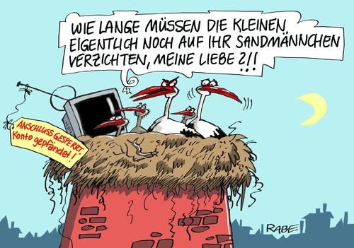 Cartoon: Storchen Fernsehen (medium) by RABE tagged frau,von,storch,storchennest,horst,tv,fernsehen,gebühren,gez,afd,petry,rabe,ralf,böhme,cartoon,karikatur,pressezeichnung,farbcartoon,tagescartoon,schornstein,sandmann,kofferfernseher,bildschirm,pfändung,anschluß,abschaltung,frau,von,storch,storchennest,horst,tv,fernsehen,gebühren,gez,afd,petry,rabe,ralf,böhme,cartoon,karikatur,pressezeichnung,farbcartoon,tagescartoon,schornstein,sandmann,kofferfernseher,bildschirm,pfändung,anschluß,abschaltung