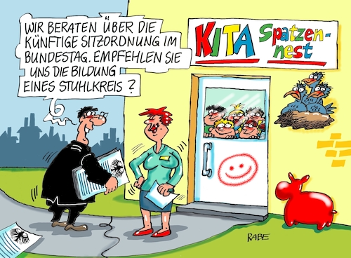 Cartoon: Stuhlkreis (medium) by RABE tagged bundestag,bundestagssitzung,bundestagswahl,schlagabtausch,lammert,merkel,gabril,rabe,ralf,böhme,cartoon,karikatur,pressezeichnung,farbcartoon,tagescartoon,sitzordnung,stuhlkreis,bundestagsfraktionen,beratung,kita,aufteilung,abgeordnetenbüros,fraktionsräume,spd,union,cdu,csu,grüne,linke,fdp,afd,bundestag,bundestagssitzung,bundestagswahl,schlagabtausch,lammert,merkel,gabril,rabe,ralf,böhme,cartoon,karikatur,pressezeichnung,farbcartoon,tagescartoon,sitzordnung,stuhlkreis,bundestagsfraktionen,beratung,kita,aufteilung,abgeordnetenbüros,fraktionsräume,spd,union,cdu,csu,grüne,linke,fdp,afd