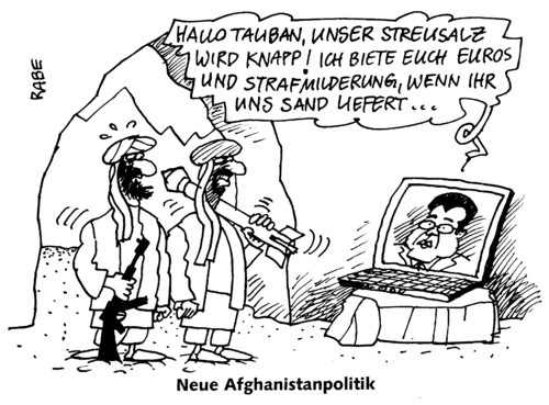 Cartoon: Talibanhilfe (medium) by RABE tagged guttenberg,terror,afghanistan,taliban,streusalz,streusand,csu,glätte,schnee,eis,winter,panzerfaust,maschinengewehr,euro,männer,strafmilderung,höhle,turban,computer,netzwerk,alkaida,räum,und,streudienst,afghanistan,militär,afghanistaneinsatz,taliban,guttenberg,außenminister,waffen,terror,winter,kundus,wetter,schnee,glatteis