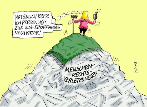 Cartoon: Teppichluder (medium) by RABE tagged katar,fußball,wm,weltmeisterschaft,menschenrechte,menschenrechtsdebatte,saudis,araber,scheichs,rabe,ralf,böhme,cartoon,karikatur,pressezeichnung,farbcartoon,menschenrechtsverletzungen,ehrentribüne,eröffnungsspiel,katar,fußball,wm,weltmeisterschaft,menschenrechte,menschenrechtsdebatte,saudis,araber,scheichs,rabe,ralf,böhme,cartoon,karikatur,pressezeichnung,farbcartoon,menschenrechtsverletzungen,ehrentribüne,eröffnungsspiel