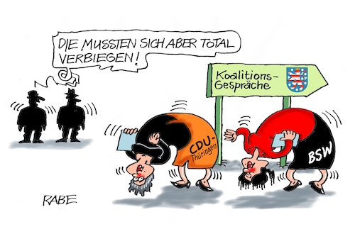 Cartoon: Total verbogen (medium) by RABE tagged landtagswahl,thüringen,septemper,cdu,afd,mario,voigt,bernd,höcke,tv,duell,fernsehduell,rabe,ralf,böhme,cartoon,karikatur,pressezeichnung,farbcartoon,tagescartoon,sachsen,wechselwähler,bsw,wagenknecht,koalitionsgespräche,koalition,brombeere,brombeerkoalition,verbogenes,biege,biegung,landtagswahl,thüringen,septemper,cdu,afd,mario,voigt,bernd,höcke,tv,duell,fernsehduell,rabe,ralf,böhme,cartoon,karikatur,pressezeichnung,farbcartoon,tagescartoon,sachsen,wechselwähler,bsw,wagenknecht,koalitionsgespräche,koalition,brombeere,brombeerkoalition,verbogenes,biege,biegung