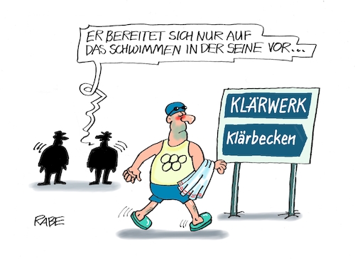 Cartoon: Training im Klärwerk (medium) by RABE tagged olympiade,sommerspiele,sport,paris,cartoon,karikatur,pressezeichnung,farbcartoon,tagescartoon,treppchen,podest,siegerehrung,siegerpodest,hund,herrchen,training,ringe,fische,seine,fluß,luftblasen,fluss,triatlon,schwimmer,schwimmwettkampf,fäkalien,klärwerk,klärbecken,olympiade,sommerspiele,sport,paris,cartoon,karikatur,pressezeichnung,farbcartoon,tagescartoon,treppchen,podest,siegerehrung,siegerpodest,hund,herrchen,training,ringe,fische,seine,fluß,luftblasen,fluss,triatlon,schwimmer,schwimmwettkampf,fäkalien,klärwerk,klärbecken