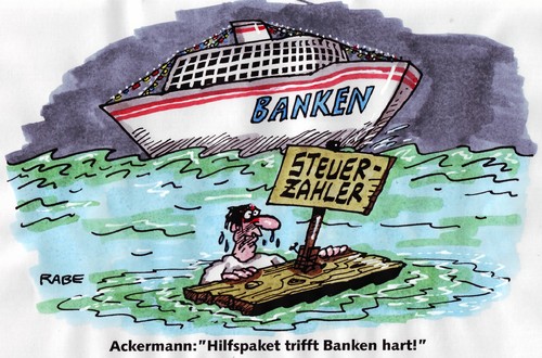 Cartoon: Traumschiff (medium) by RABE tagged banken,bankenbeteiligung,banker,josef,ackerman,bankenchef,finanzchefs,eu,euro,krise,brüssel,kredit,schuldenlast,schuldenerlass,griechenlan,athen,rettungspaket,hilfspaket,währungsunion,steurzahler,steuererhöhung,milliarden,pleite,krisengipfel,meer,ozean,wellengang,untergang,schiff,schiffbrüchiger,treibgut,traumschiff,luxusliner,kreuzfahrt,kreuzfahrtschiff,wasser,börse,spekulanten,härte,banken,bankenbeteiligung,banker,josef ackerman,josef,ackerman