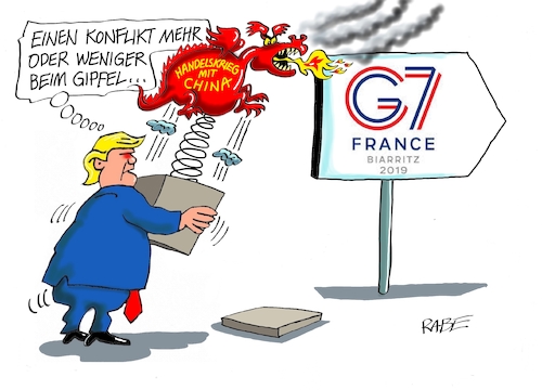 Cartoon: Trump G Sieben (medium) by RABE tagged trump,usa,sieben,merkel,kanzlerin,macron,frankreich,umwelt,waldbrände,rabe,ralf,böhme,cartoon,karikatur,pressezeichnung,farbcartoon,tagescartoon,china,japan,handelskrieg,teufel,drachen,trump,usa,sieben,merkel,kanzlerin,macron,frankreich,umwelt,waldbrände,rabe,ralf,böhme,cartoon,karikatur,pressezeichnung,farbcartoon,tagescartoon,china,japan,handelskrieg,teufel,drachen