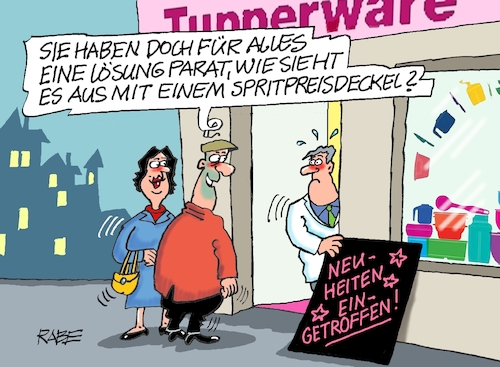 Cartoon: Tupper deckelt Sprit (medium) by RABE tagged merz,kanzler,koalition,union,spd,klingbeil,cartoon,karikatur,pressezeichnung,farbcartoon,tagescartoon,db,bahn,frühling,frühjahr,frühjahrsputz,ice,zug,blumenkasten,blumenkästen,esc,songcontest,spritpreis,spritpreisdeckel,benzin,benzinpreisdeckel,abzocke,mineralölkonzerne,tankstelle,autofahrer,tupper,tupperwahre,haushaltartikel,deckel,tupperdeckel,frischhaltedosen,merz,kanzler,koalition,union,spd,klingbeil,cartoon,karikatur,pressezeichnung,farbcartoon,tagescartoon,db,bahn,frühling,frühjahr,frühjahrsputz,ice,zug,blumenkasten,blumenkästen,esc,songcontest,spritpreis,spritpreisdeckel,benzin,benzinpreisdeckel,abzocke,mineralölkonzerne,tankstelle,autofahrer,tupper,tupperwahre,haushaltartikel,deckel,tupperdeckel,frischhaltedosen