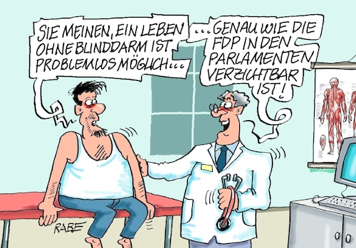 Cartoon: Überflüssige FDP (medium) by RABE tagged merz,kanzler,koalition,union,spd,klingbeil,cartoon,karikatur,pressezeichnung,farbcartoon,tagescartoon,bürokratie,verwaltung,beamte,modernisierung,monster,drachen,schwert,holzschwert,nägel,säge,lindner,fdp,parlament,umfrage,bürger,arzt,liberale,patient,blinddarm,merz,kanzler,koalition,union,spd,klingbeil,cartoon,karikatur,pressezeichnung,farbcartoon,tagescartoon,bürokratie,verwaltung,beamte,modernisierung,monster,drachen,schwert,holzschwert,nägel,säge,lindner,fdp,parlament,umfrage,bürger,arzt,liberale,patient,blinddarm
