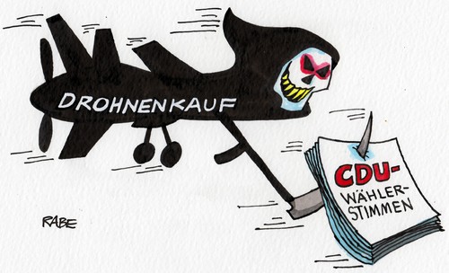 Cartoon: Volle Drohnung (medium) by RABE tagged drohne,kampfdrohne,sense,sensenmann,usa,verteidigungsminister,bundeswehr,kampfeinsatz,krieg,soldaten,auslandseinsatz,rabe,ralf,böhme,cartoon,karikatur,tod,überwachungsdrohne,wahlkampf,bundestagswahl,wähler,wählerstimmen,cdu,kaoalition,schwarzgelb,merkel,kanzlerinstimmenverlust,drohnenkauf,kampfdrohnenkauf,drohne,kampfdrohne,sense,sensenmann,usa,verteidigungsminister,bundeswehr,kampfeinsatz,krieg,soldaten,auslandseinsatz,rabe,ralf,böhme,cartoon,karikatur,tod,überwachungsdrohne,wahlkampf,bundestagswahl,wähler,wählerstimmen,cdu,kaoalition,schwarzgelb,merkel,kanzlerinstimmenverlust,drohnenkauf,kampfdrohnenkauf