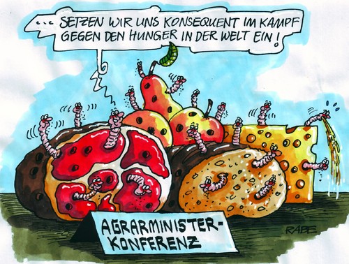 Cartoon: Vollgefressenes (medium) by RABE tagged agrarminister,agrarministerkonferenz,berlin,agrarwirtschaft,agrarprodukte,landwirtschaft,obst,gemüse,getreide,schinken,käse,brot,nahrungsmittel,nahrungsmittelüberfluss,verbraucher,verbraucherschutzministerin,aigner,csu,hunger,hungerhilfe,welthungerhilfe,afrika,not,elend,dürre,hungersnot,maden,speck,parasiten,wegwerfgesellschaft,berlin,agrarwirtschaft,agrarprodukte,landwirtschaft,obst,gemüse,agrarministerkonferenz,agrarminister