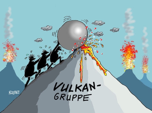 Cartoon: Vulkangruppe (medium) by RABE tagged merz,kanzler,koalition,union,spd,klingbeil,cartoon,karikatur,pressezeichnung,farbcartoon,tagescartoon,weihnachten,silvester,neujahr,jahresbeginn,start,rettung,rettungsring,michel,ertrinken,strom,stromausfall,anschlag,berlin,wegner,oberbürgermeister,tennis,vulkan,vulkangruppe,bekennerschreiben,merz,kanzler,koalition,union,spd,klingbeil,cartoon,karikatur,pressezeichnung,farbcartoon,tagescartoon,weihnachten,silvester,neujahr,jahresbeginn,start,rettung,rettungsring,michel,ertrinken,strom,stromausfall,anschlag,berlin,wegner,oberbürgermeister,tennis,vulkan,vulkangruppe,bekennerschreiben