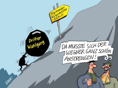 Cartoon: Wegnerwahl (medium) by RABE tagged berlinwahl,berlin,senat,panne,pannenwahl,wahlbriefe,giffey,rabe,ralf,böhme,cartoon,karikatur,pressezeichnung,farbcartoon,tagescartoon,wahlurne,rettungsboot,stimmzettel,wähler,sisyphus,berg,kugel,felsen,wegweiser,wegner,spd,cdu,schwarz,rot,dritter,wahlgang,berlinwahl,berlin,senat,panne,pannenwahl,wahlbriefe,giffey,rabe,ralf,böhme,cartoon,karikatur,pressezeichnung,farbcartoon,tagescartoon,wahlurne,rettungsboot,stimmzettel,wähler,sisyphus,berg,kugel,felsen,wegweiser,wegner,spd,cdu,schwarz,rot,dritter,wahlgang