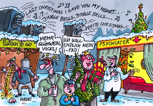 Cartoon: Weihnachtsmarkt (medium) by RABE tagged weihnachten,advent,weihnachtsmarkt,glühwein,punch,met,weihnachtsbaum,geschenke,psychiater,hicks,christmas,heart,bell,jingle,bells,white,rabe,ralf,böhme,cartoon,karikatur,pressezeichnung,farbcartoon,glühweinstand,christbaum,weihnachtslieder,boxen,lautsprecher,wham,mann,frau,kind,ehepaar,weihnachtsstress,burnout,nerven,weihnachten,advent,weihnachtsmarkt,glühwein,punch,met,weihnachtsbaum,geschenke,psychiater,hicks,christmas,heart,bell,jingle,bells,white,rabe,ralf,böhme,cartoon,karikatur,pressezeichnung,farbcartoon,glühweinstand,christbaum,weihnachtslieder,boxen,lautsprecher,wham,mann,frau,kind,ehepaar,weihnachtsstress,burnout,nerven