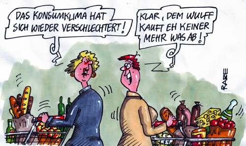 Cartoon: Wulff Schlußverkauf (medium) by RABE tagged konsum,konsumenten,konsumklima,verbraucher,kauflaune,abkauf,schlußßverkauf,winterschlussverkauf,frauen,kunden,kundinnen,korbwagen,einkaufswagen,wulff,bundespräsident,cdu,staatsoberhaupt,transparenz,glaubwürdigkeit,privatkredit,affäre,urlaubsreise,diekmann,bild,konsum,konsumenten,konsumklima,verbraucher,kauflaune,abkauf,schlußßverkauf,winterschlussverkauf,kunden