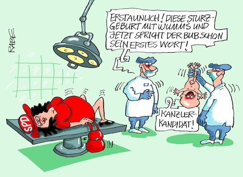 Cartoon: Wummsgeburt (medium) by RABE tagged kanzlerkandidat,cdu,parteivorsitz,norbert,röttgen,rabe,ralf,böhme,cartoon,karikatur,pressezeichnung,farbcartoon,tagescartoon,spd,olaf,scholz,kandidaten,wumms,finanzminister,sturzgeburt,espen,borians,linke,zusammenschluss,kanzlerkandidat,cdu,parteivorsitz,norbert,röttgen,rabe,ralf,böhme,cartoon,karikatur,pressezeichnung,farbcartoon,tagescartoon,spd,olaf,scholz,kandidaten,wumms,finanzminister,sturzgeburt,espen,borians,linke,zusammenschluss