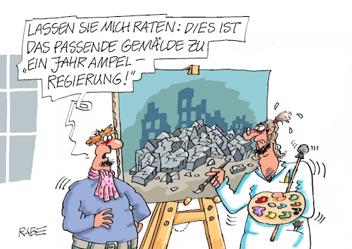 Cartoon: Zertrümmertes (medium) by RABE tagged cum,ex,wirecard,olaf,scholz,untersuchungsausschuß,rabe,ralf,böhme,cartoon,karikatur,pressezeichnung,farbcartoon,tagescartoon,betrug,vetternwirtschaft,eimer,ausschüttung,verantwortung,ampel,ampelkoalition,ampelregierung,rot,grün,gelb,fazit,trümmer,trümmerfeld,ruinen,maler,künstler,staffelei,pinsel,malstock,gemälde,kunstwerk,betrachter,cum,ex,wirecard,olaf,scholz,untersuchungsausschuß,rabe,ralf,böhme,cartoon,karikatur,pressezeichnung,farbcartoon,tagescartoon,betrug,vetternwirtschaft,eimer,ausschüttung,verantwortung,ampel,ampelkoalition,ampelregierung,rot,grün,gelb,fazit,trümmer,trümmerfeld,ruinen,maler,künstler,staffelei,pinsel,malstock,gemälde,kunstwerk,betrachter