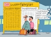 Cartoon: Fahrplanschätzungen (small) by RABE tagged db,bahn,ag,bahnvorstand,zug,züge,verspätung,zugausfall,schienenersataz,rabe,ralf,böhme,cartoon,karikatur,tagescartoon,farbcartoon,bahnsteig,ehepaar,bahnsteigkante,ankunft,abfahrt,fahrplan,gleis