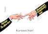 Cartoon: Kurswechsel (small) by RABE tagged merz,groko,spd,union,posten,postenvergabe,rabe,ralf,böhme,cartoon,karikatur,pressezeichnung,farbcartoon,tagescartoon,schaufenster,deko,umbau,laden,ladenhüter,regierungsbildung,abkommen,kurs,kurswechsel,frankreich,paris,michelangelo,finger,hand,deckengemälde,atom,atomenergie,atommüll,kernkraftwerk,endlager,nachhaltigkeit