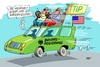 Cartoon: TTIP (small) by RABE tagged ttip,usa,deutschland,handelsabkommen,merkel,obama,rabe,ralf,böhme,cartoon,karikatur,pressezeichnung,farbcartoon,tagescartoon,auto,pkw,bundesregierung,lenkung,lenkrad,lenker,freihandelsabkommen