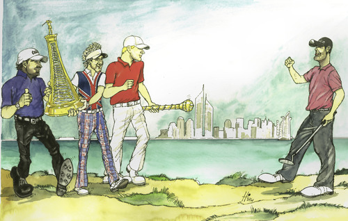 Cartoon: Race to Dubai - Gewinner (medium) by ghilbig tagged golf,kaymer,race,to,dubai