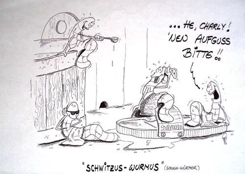 Cartoon: Saunawürmer (medium) by erix tagged sauna