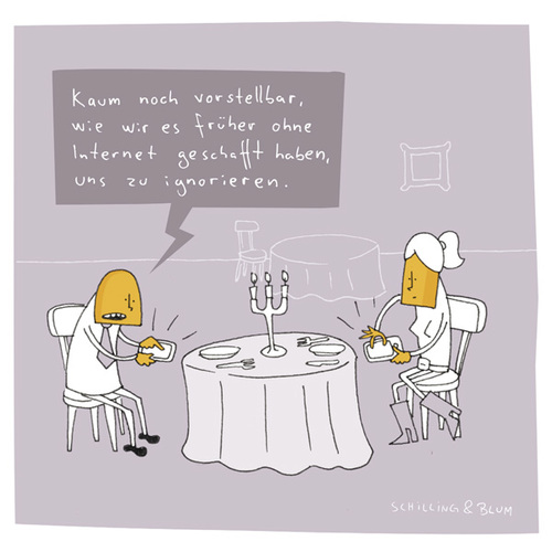 Cartoon: Vernetzt (medium) by Schilling  Blum tagged ehe,iphone,handy,internet,kommunikation