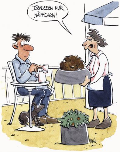 Cartoon: ... (medium) by mele tagged kaffee,hunde,nonsens,mutter,sohn,beziehung,kaffe und kuchen,hund,tiere napf,näpfchen,essen,nahrung,ernährung,fütterung,füttern,draußen,portion,manieren,anstand,erziehung,haustier,bemuttern,kaffe,und,kuchen,tiere,napf