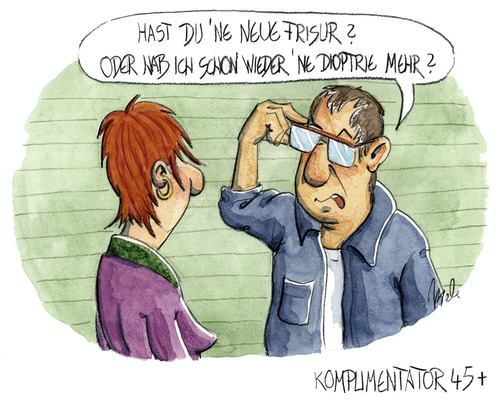Cartoon: Flirten im Alter (medium) by mele tagged flirten,kompliment,frauen,männer,beziehung