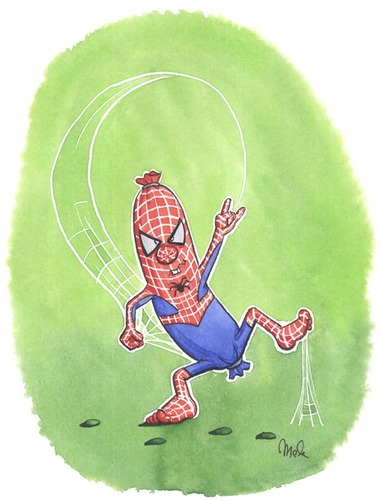 Cartoon: Spiderwuaaaarst (medium) by mele tagged comic,wurst,spiderman