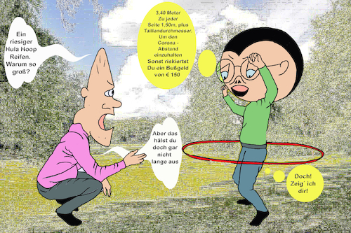 Cartoon: Corona-Abstand halten (medium) by menschenskindergarten tagged corona,epidemie