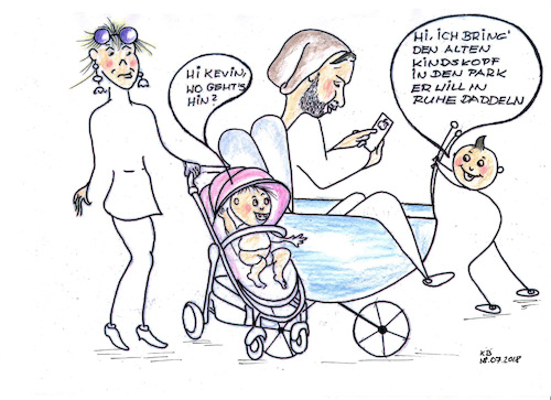 Cartoon: Digital überlastet (medium) by menschenskindergarten tagged hws,burnout,handystrahlung,overwork