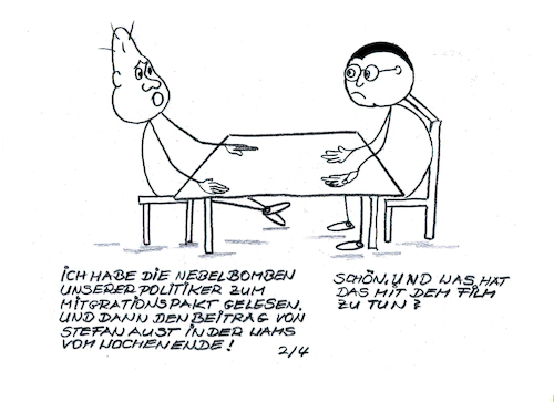 Cartoon: GCM - Migrationspakt (medium) by menschenskindergarten tagged cdu,spd,groko,gcm,migrationspakt,merkel,mdbs,stefan,aust,welt,wam
