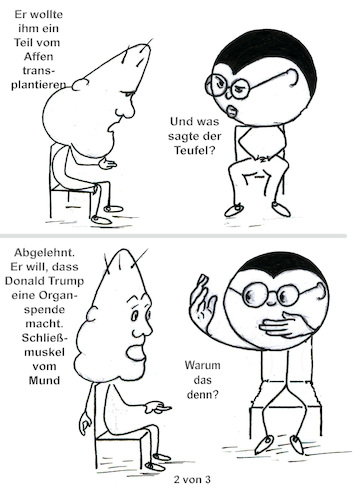Cartoon: Trump macht Organspende (medium) by menschenskindergarten tagged trump,teufel,organsspende