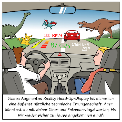 Cartoon: AR Head-UP-Display (medium) by Cloud Science tagged digitalisierung,digital,auto,mobilität,mobility,hud,connected,car,verkehr,interface,mobil,zukunft,pokemon,go,jurassic,world,sammeln,spiel,technik,technologie,windschutzscheibe,display,anzeige,daten,informationen,vernetzung,smart,ki,iot,internet,der,dinge,of,things,cartoon,techtoon,moeller,digitalisierung,digital,auto,mobilität,mobility,hud,connected,car,verkehr,interface,mobil,zukunft,pokemon,go,jurassic,world,sammeln,spiel,technik,technologie,windschutzscheibe,display,anzeige,daten,informationen,vernetzung,smart,ki,iot,internet,der,dinge,of,things,cartoon,techtoon,moeller